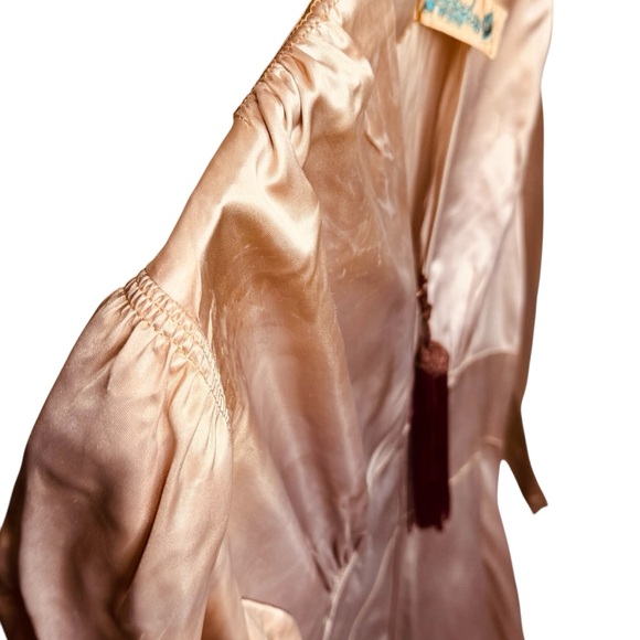 Vintage 30s Canterbury New York Champaign Satin Zip Dress Robe S/M - Picture 5 of 16